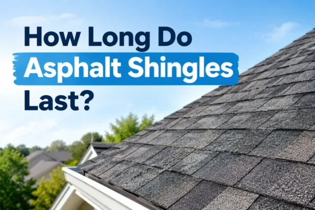 Asphalt shingle roof showing the typical lifespan and durability of roofing shingles