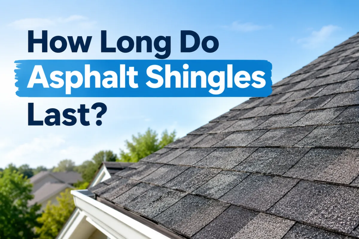 Asphalt shingle roof showing the typical lifespan and durability of roofing shingles