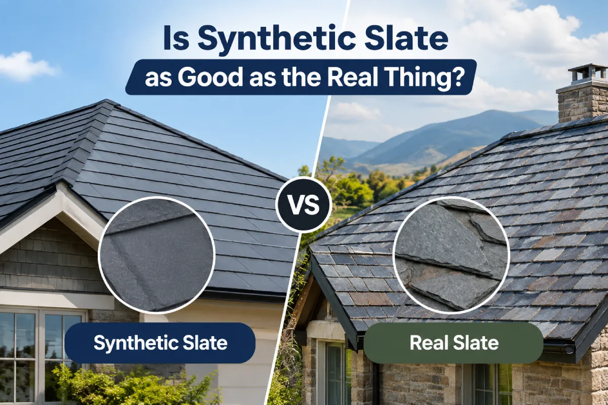Synthetic slate roofing compared with real slate roofing